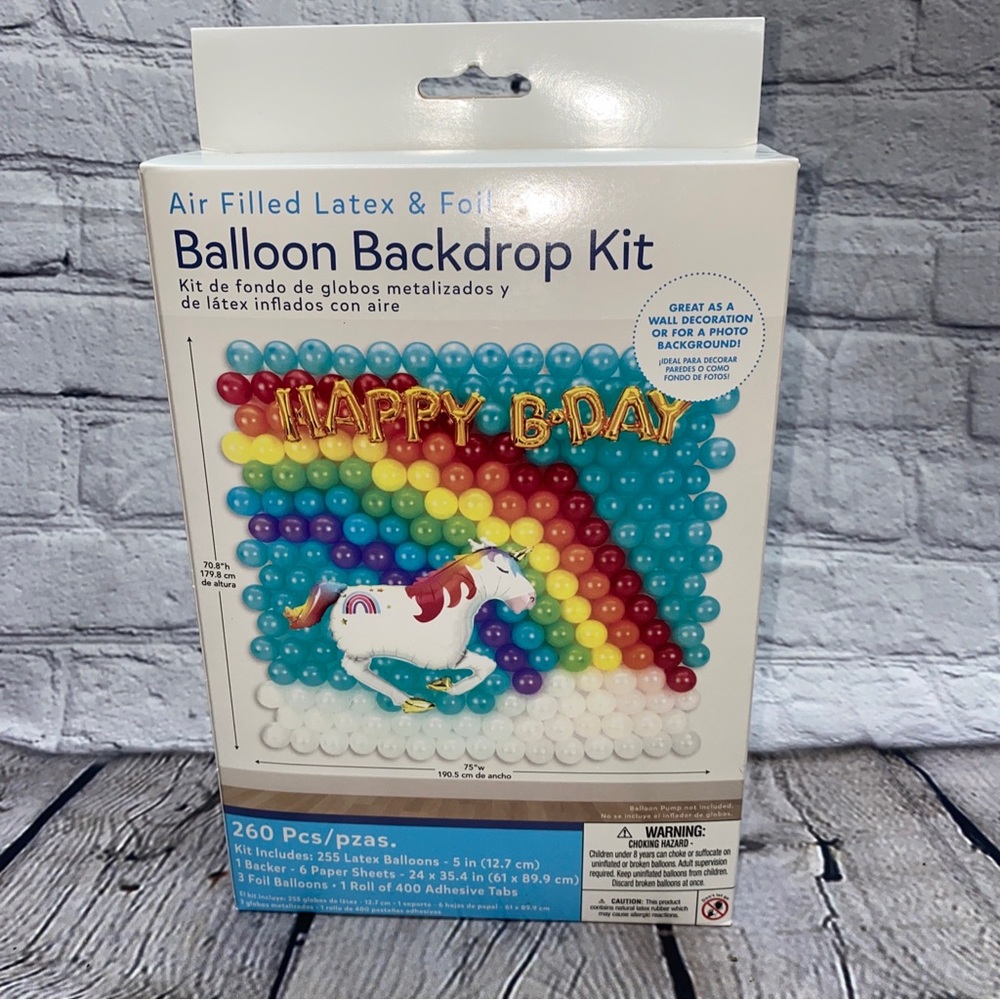 Unicorn Rainbow Latex & Foil Balloon Back Drop Kit Birthday Party 260 pieces